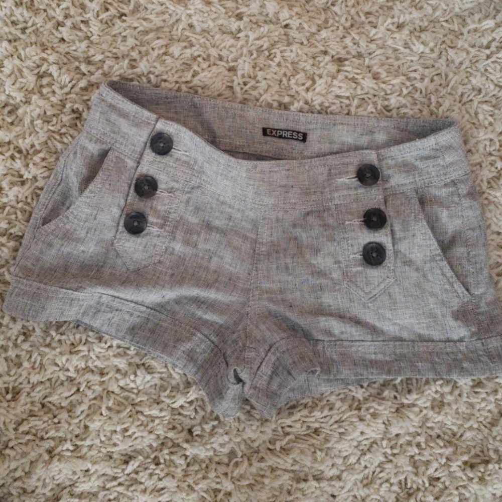 Gray Express Linen Shorts
